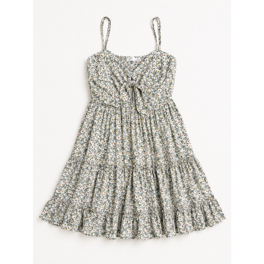 All In Favor Sage Floral Tiered Ruffle Mini Sun Dress XS LD44823-001 Nordstrom
